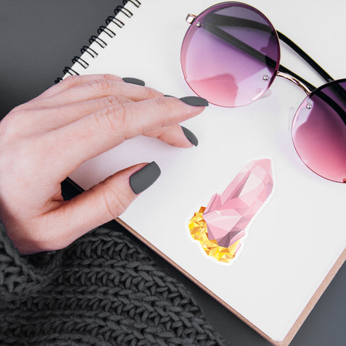 Rose Quartz Crystal Premium Vinyl Sticker, Libra Birthstone, Bohemian Art Laptop Decal